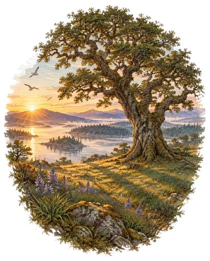 An oak at sunrise