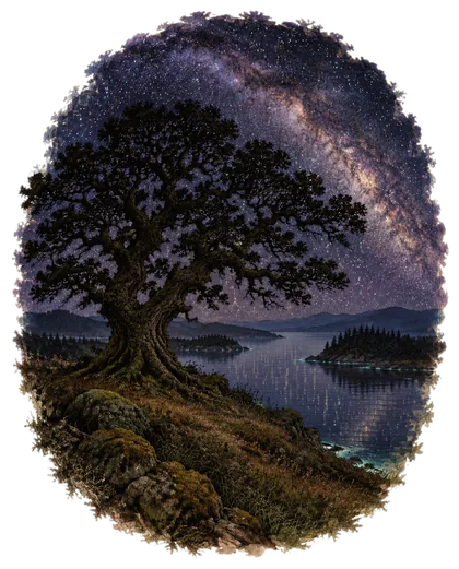 An oak at midnight