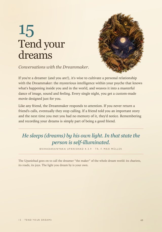 The opening page of the chapter Tend your dreams