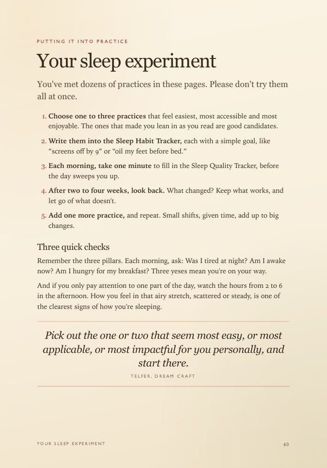 The sleep habit tracker page